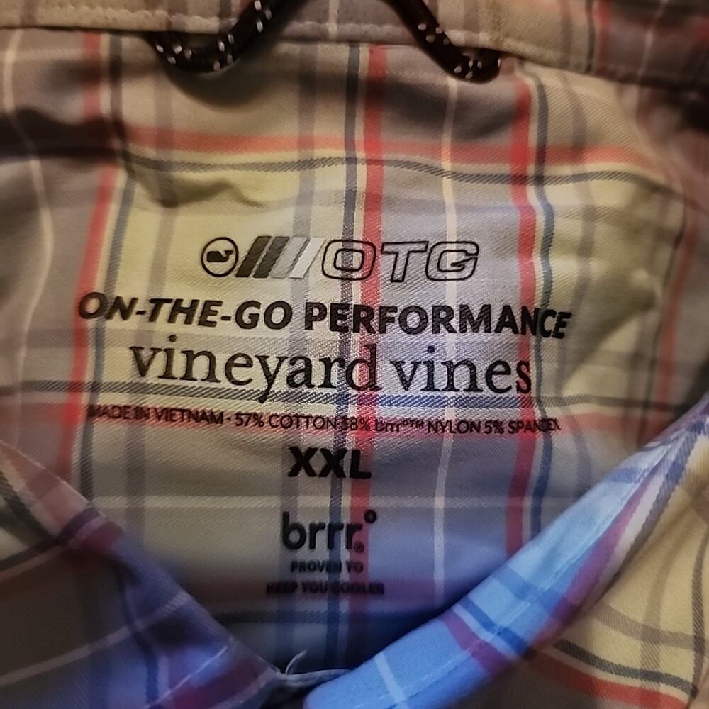 Vineyard Vines On The Go Shirt Men's XXL Blue Pink Plaid OTG Performance LS Brr - Picture 3 of 8